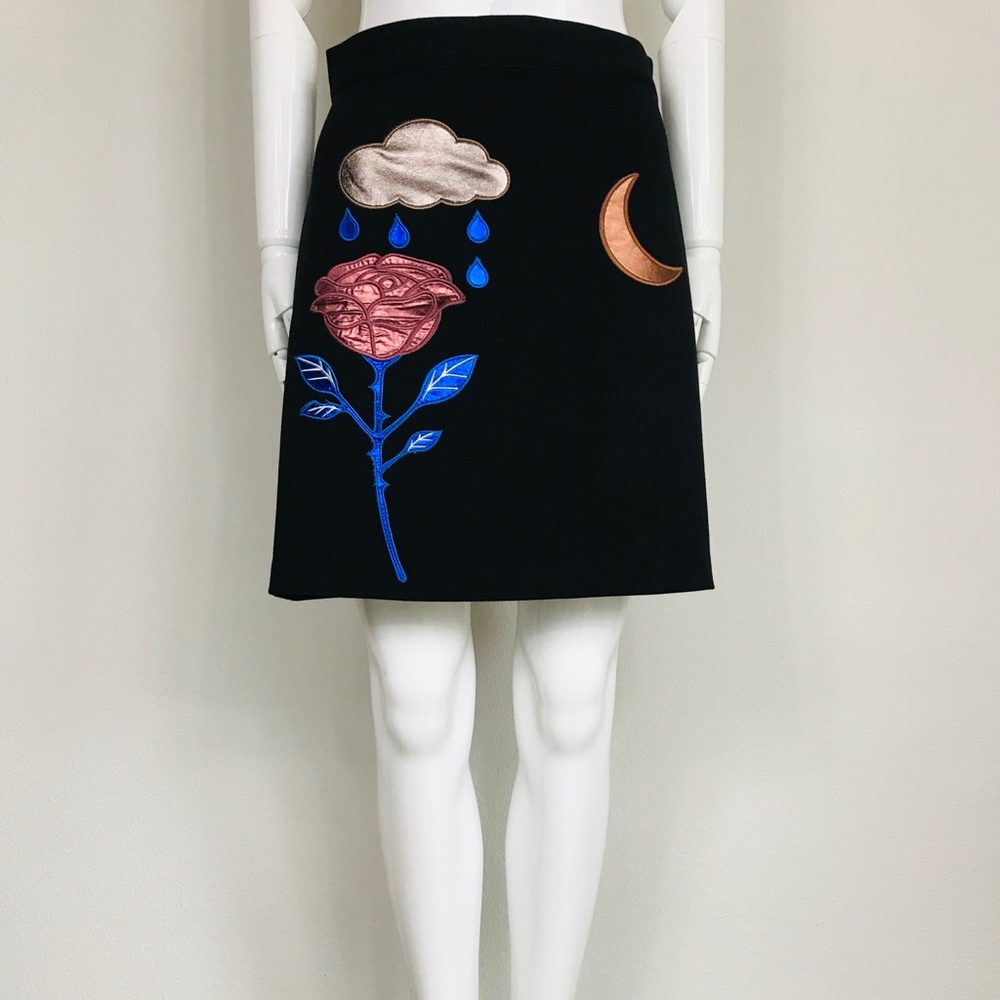 CYNTHIA ROWLEY metallic appliqué mini skirt